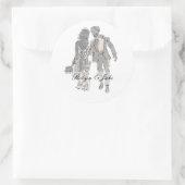 Personalisierte Namen von Braut und Bräuche Elegan Runder Aufkleber (Tasche)