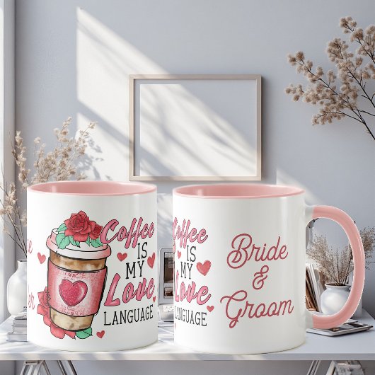 Personalisierte Namen von Braut und Bräutigam Neuv Tasse
