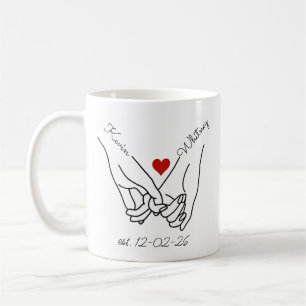 Personalisierte Namen von Paaren, die Händchen hal Kaffeetasse