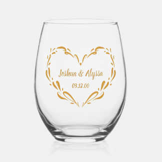 Personalisierte Namen von Paaren Elegantes goldene Weinglas Ohne Stiel