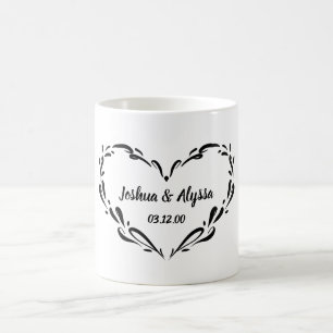 Personalisierte Namen von Paaren Elegantes Herz-Ge Kaffeetasse