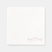 Personalisierte Namen White & Pink Hochzeitscockta Serviette (Vorderseite)