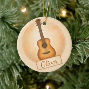 Personalisierte Namens-Akustikgitarre für Musiklie Keramik Ornament