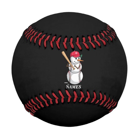 Personalisierte Namens-Baseball-Schneemann-Kugeln Baseball (Vorderseite)