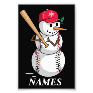 Personalisierte Namens-Baseball-Schneemann-Kugeln  Fotodruck
