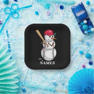 Personalisierte Namens-Baseball-Schneemann-Kugeln  Pappteller