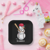 Personalisierte Namens-Baseball-Schneemann-Kugeln  Pappteller (Party)