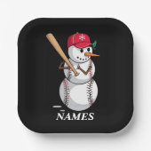 Personalisierte Namens-Baseball-Schneemann-Kugeln  Pappteller (Vorderseite)