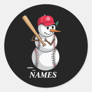 Personalisierte Namens-Baseball-Schneemann-Kugeln Runder Aufkleber