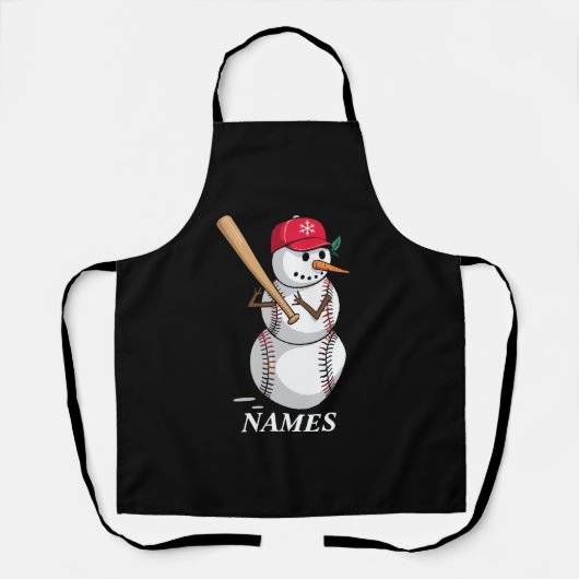 Personalisierte Namens-Baseball-Schneemann-Kugeln Schürze (Vorderseite)