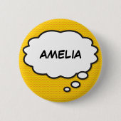 Personalisierte Namens-Denkblase Lustiger Comicbuc Button (Vorderseite)