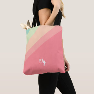 Personalisierte Namens-Pastell-Regenbogen-Tasche  Tasche
