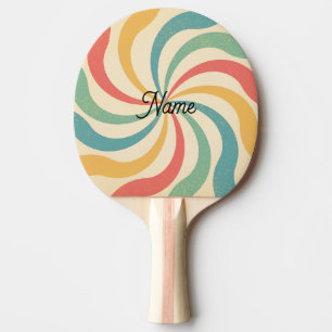 Personalisierte Namens-Retro-Streifen-Typografie Tischtennis Schläger