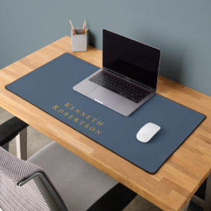 Personalisierte Namens Tafel Blaue Messing Minimal Schreibtischunterlage