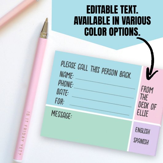 Personalisierte Namens-Telefonnachricht Büro Post-it Klebezettel