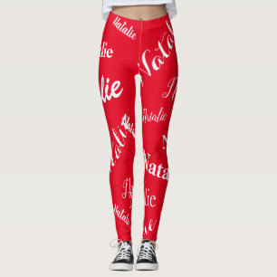 Personalisierte Namens-Typografie-Schrift Rot Leggings