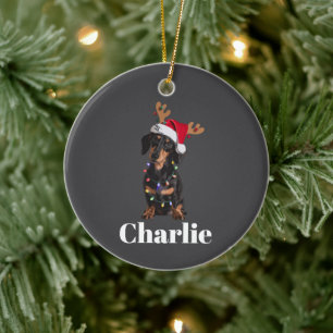 Personalisierte Namens Weihnachten Dachshund Hunde Keramik Ornament