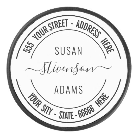 Personalisierte Namensadresse Custom Text Hockey P Eishockey Puck (Vorderseite)