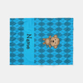 Personalisierte Namensaffeblau-Raute Fleecedecke (Vorderseite (Horizontal))