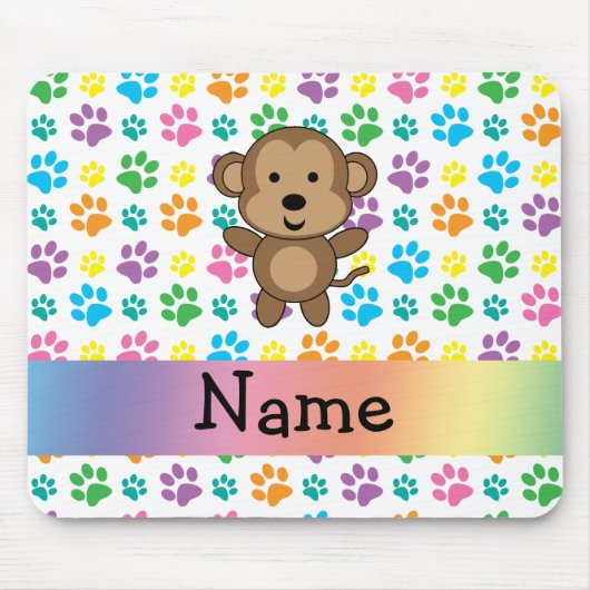 Personalisierte Namensafferegenbogentatzen Mousepad (Vorne)