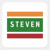 Personalisierte Namensaufkleber Retro-Streifen-Abz Quadratischer Aufkleber (Vorderseite)