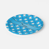 Personalisierte Namensblaubürsten und Zahnmuster Pappteller (Schrägansicht)