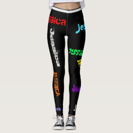 Personalisierte Namensbuchstaben Leggings Schwarz
