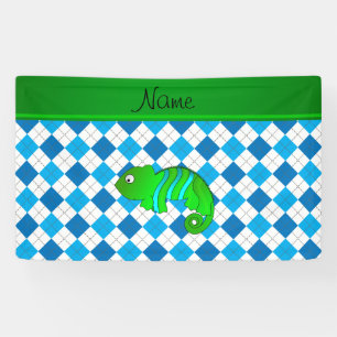 Personalisierte Namenschamäleonblau-Raute Banner