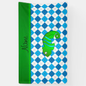 Personalisierte Namenschamäleonblau-Raute Banner (Vertikal)