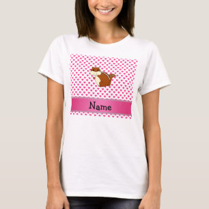 Personalisierte Namenschipmunkrosaherzen T-Shirt
