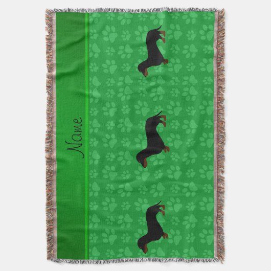 Personalisierte NamensDackelgrüntatzen Decke (Vorderseite Vertikal)