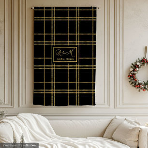 Personalisierte Namensdecke Luxe Schwarz Gold Hoch Fleecedecke
