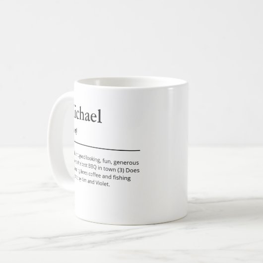Personalisierte Namensdefinition Kaffeetasse (Vorderseite Links)