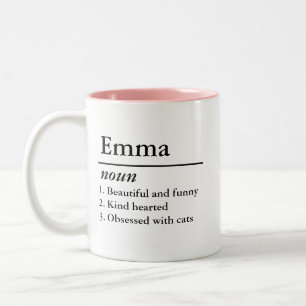 Personalisierte Namensdefinition Substantiv Benutz Zweifarbige Tasse