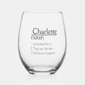 Personalisierte Namensdefinition Weinglas Ohne Stiel (Vorderseite)