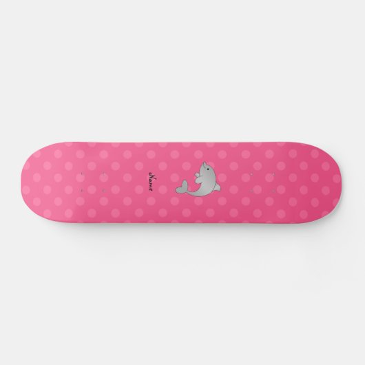 Personalisierte Namensdelphinrosa-Polkapunkte Skateboard (Horizontal)