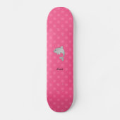 Personalisierte Namensdelphinrosa-Polkapunkte Skateboard (Vorderseite)