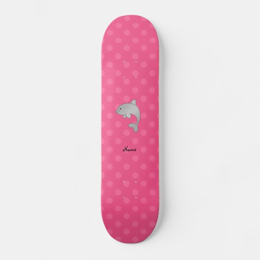 Personalisierte Namensdelphinrosa-Polkapunkte Skateboard (Vorderseite)