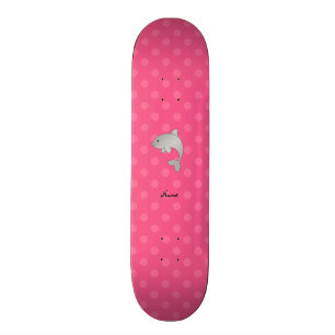 Personalisierte Namensdelphinrosa-Polkapunkte Skateboard