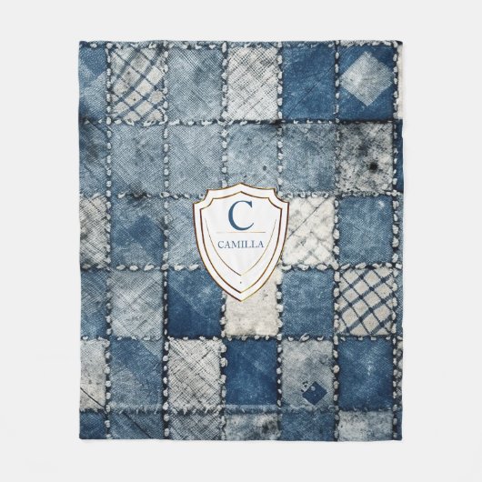 Personalisierte Namensdenim-Patches für Sie Fleecedecke (Vorderseite)