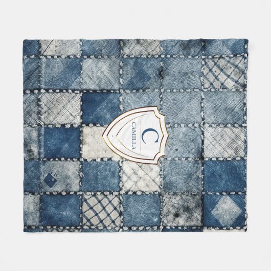 Personalisierte Namensdenim-Patches für Sie Fleecedecke (Vorderseite (Horizontal))