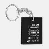 Personalisierte Namenseigenschaften großer schwarz Schlüsselanhänger (Vorderseite links)