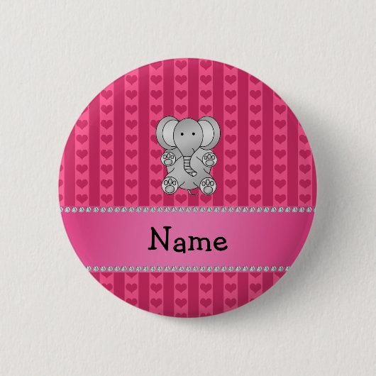 Personalisierte Namenselefantrosaherzen und Button (Vorderseite)