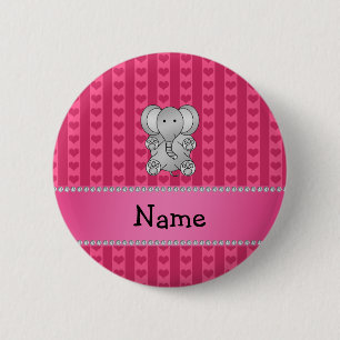 Personalisierte Namenselefantrosaherzen und Button