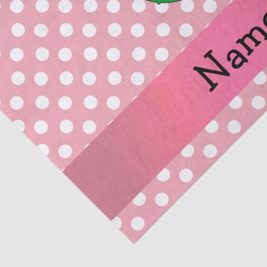 Personalisierte Namensessiggurkenrosa-Polkapunkte Seidenpapier (Ausschnitt)