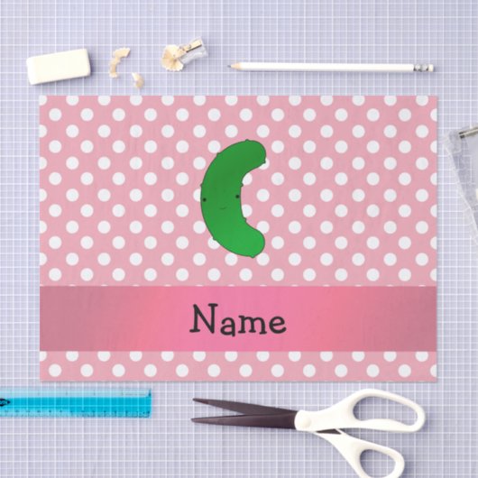 Personalisierte Namensessiggurkenrosa-Polkapunkte Seidenpapier (Handwerk)