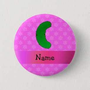 Personalisierte Namensessiggurkenrosaschneeflocken Button