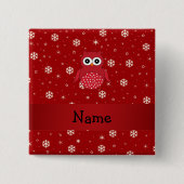 Personalisierte Namenseulenrotschneeflocken Button (Vorderseite)