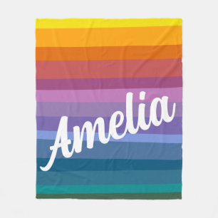 Personalisierte Namensfarbenfrohe Regenbogenstreif Fleecedecke