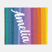 Personalisierte Namensfarbenfrohe Regenbogenstreif Fleecedecke (Vorderseite (Horizontal))